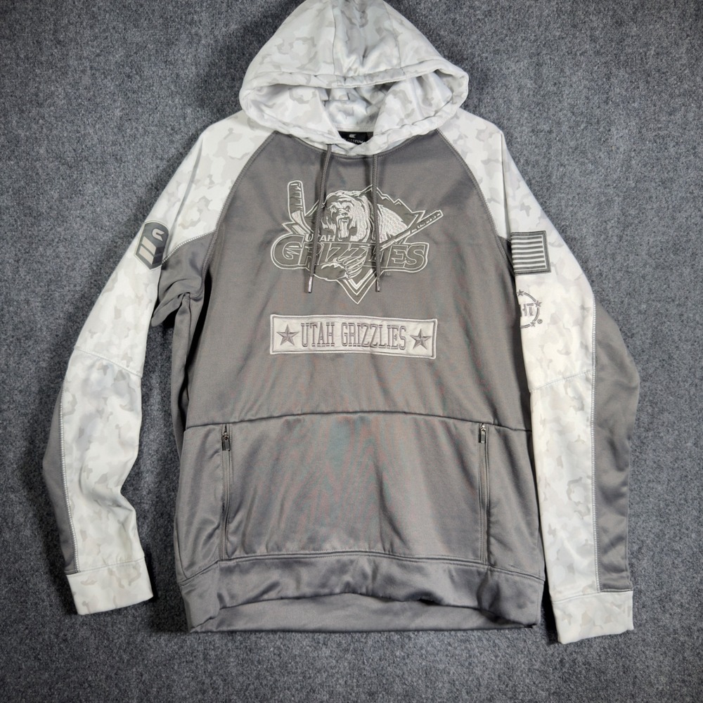 Utah Grizzlies Colosseum OHT Military Appreciation Hoodie Mens Medium Gray Camo